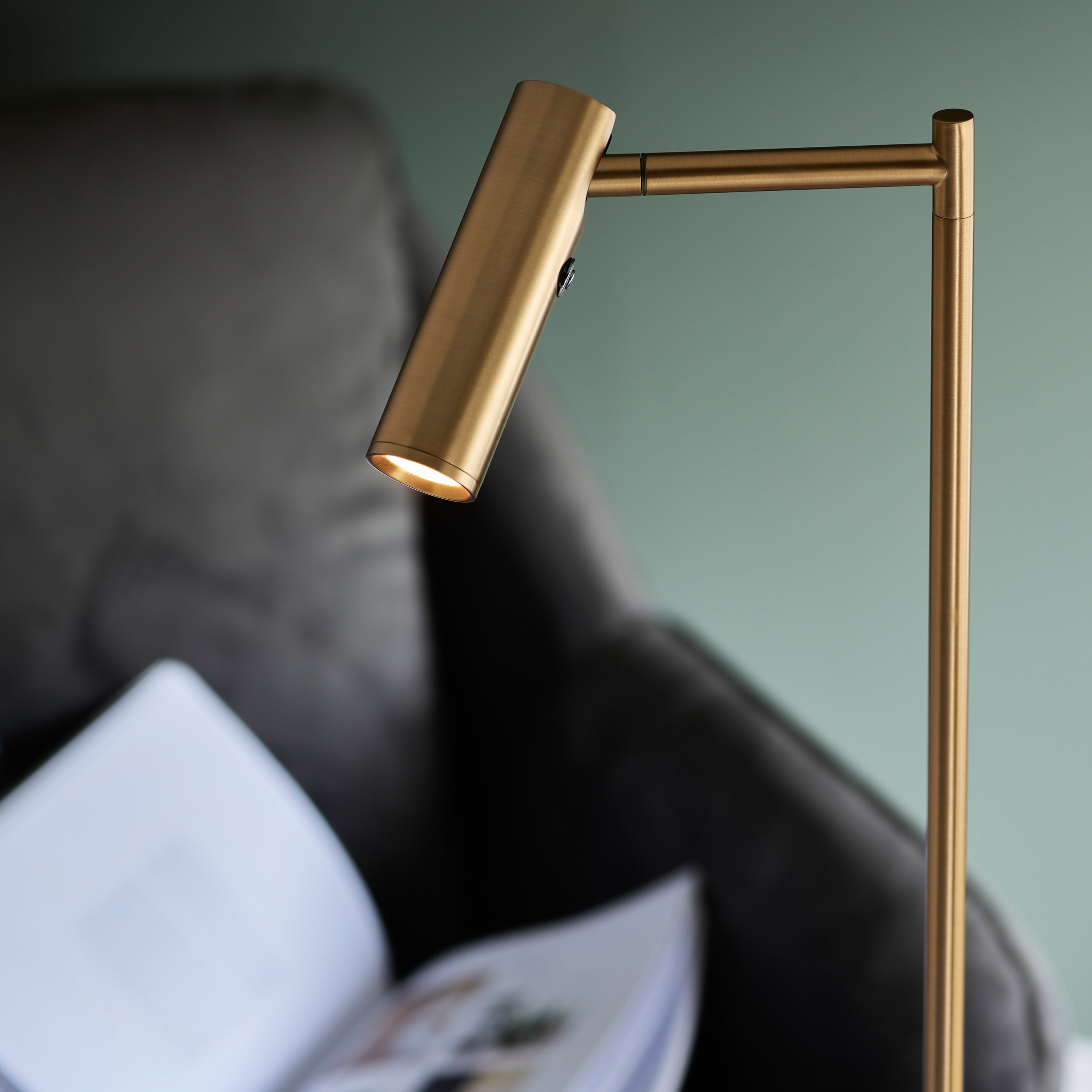 Dedicated Satin Warm Brass Reader Single Floor Lamp